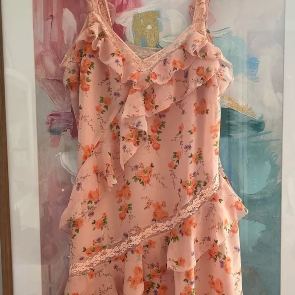 Altar'd State Pink Floral Lace Dress